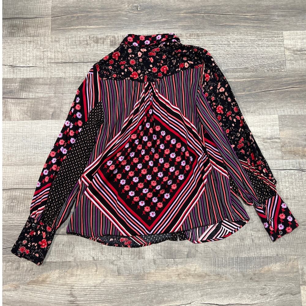 Free People Hazel Button Up Small Patchwork Flora… - image 2